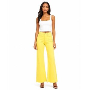 MOTHER Superior The Tomcat Roller Wide Leg Jeans Yellow Sunshine 100% Cotton NEW